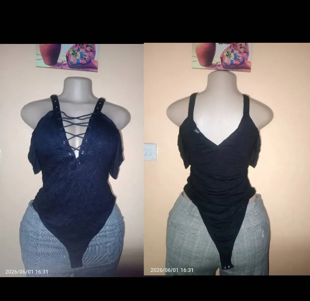 Fancy, black, cotton, bodysuit