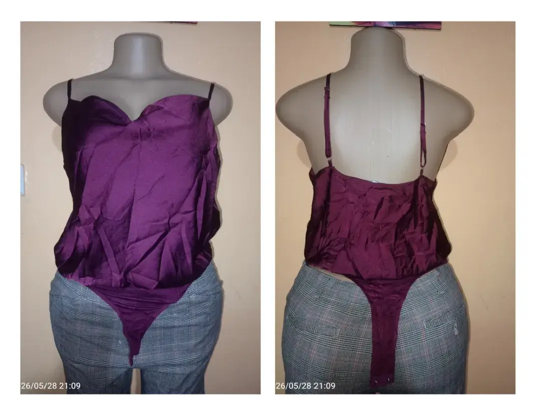 Falling neck, Maroon, fancy, bodysuit